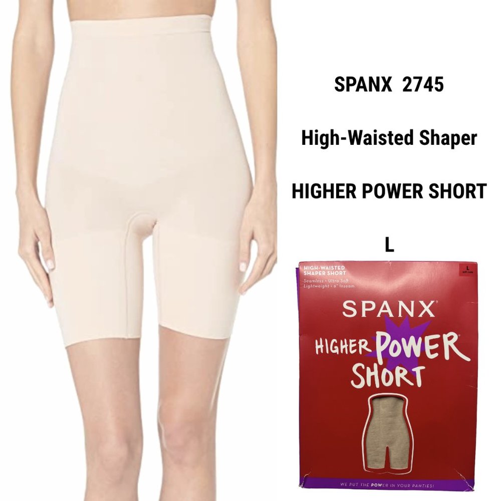 New SPANX Higher Power Short Tummy Control High-Waisted Power Short 2745 Nude L
